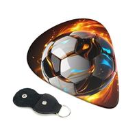 Guitar Picks 6 Pack Cool Soccer Ball Print Personalized Guitar Picks with Organizer Storage Box Guitar Plectrum Guitar Accessories for Bass Electric Ukulele Guitar Players