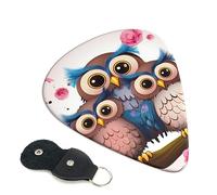 Guitar Picks 6 Pack Cute Owls Print Personalized Guitar Picks with Organizer Storage Box Guitar Plectrum Guitar Accessories for Bass Electric Ukulele Guitar Players