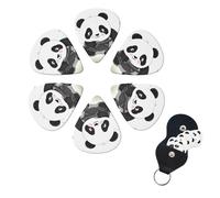 Guitar Picks 6 Pack Cute Pandas Print Guitar Pick Holder Personalized Guitar Picks for Acoustic Guitars Violin Ukulele Bass