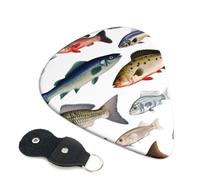 Guitar Picks 6 Pack Different Fish Print Personalized Guitar Picks with Organizer Storage Box Guitar Plectrum Guitar Accessories for Bass Electric Ukulele Guitar Players
