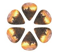 Guitar Picks 6 Pack Early morning temple Print Guitar Pick Holder Personalized Guitar Picks for Acoustic Guitars Violin Ukulele Bass