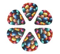 Guitar Picks 6 Pack Easter Day Colorful Eggs Print Guitar Pick Holder Personalized Guitar Picks for Acoustic Guitars Violin Ukulele Bass