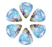 Guitar Picks 6 Pack Easter Eggs Sky flower Print Guitar Pick Holder Personalized Guitar Picks for Acoustic Guitars Violin Ukulele Bass