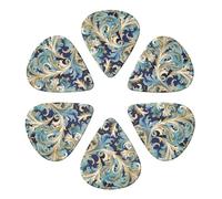 Guitar Picks 6 Pack elegant blue gold florentine Print Guitar Pick Holder Personalized Guitar Picks for Acoustic Guitars Violin Ukulele Bass