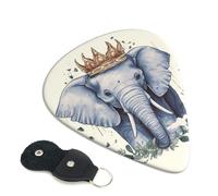 Guitar Picks 6 Pack Elephant wearing a crown Print Personalized Guitar Picks with Organizer Storage Box Guitar Plectrum Guitar Accessories for Bass Electric Ukulele Guitar Players