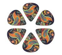 Guitar Picks 6 Pack Ethnic Style Birds Print Guitar Pick Holder Personalized Guitar Picks for Acoustic Guitars Violin Ukulele Bass