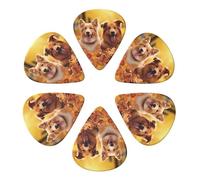 Guitar Picks 6 Pack Fall Background with Dogs Print Guitar Pick Holder Personalized Guitar Picks for Acoustic Guitars Violin Ukulele Bass