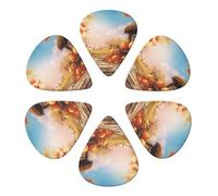 Guitar Picks 6 Pack Fall Thanksgiving Print Guitar Pick Holder Personalized Guitar Picks for Acoustic Guitars Violin Ukulele Bass