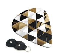 Guitar Picks 6 Pack Fashion Modern Black White Gold Triangles Print Personalized Guitar Picks with Organizer Storage Box Guitar Plectrum Guitar Accessories for Bass Electric Ukulele Guitar Players