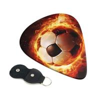 Guitar Picks 6 Pack Fire Soccer Print Personalized Guitar Picks with Organizer Storage Box Guitar Plectrum Guitar Accessories for Bass Electric Ukulele Guitar Players