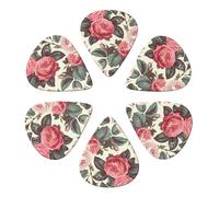 Guitar Picks 6 Pack Floral Flower Rose Pink Print Guitar Pick Holder Personalized Guitar Picks for Acoustic Guitars Violin Ukulele Bass