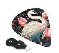 Guitar Picks 6 Pack Floral Swan Print Personalized Guitar Picks with Organizer Storage Box Guitar Plectrum Guitar Accessories for Bass Electric Ukulele Guitar Players