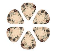 Guitar Picks 6 Pack Floral Wreath Print Guitar Pick Holder Personalized Guitar Picks for Acoustic Guitars Violin Ukulele Bass