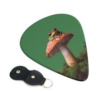 Guitar Picks 6 Pack Frog on mushroom Print Personalized Guitar Picks with Organizer Storage Box Guitar Plectrum Guitar Accessories for Bass Electric Ukulele Guitar Players