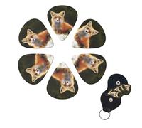 Guitar Picks 6 Pack Funny Fox Print Guitar Pick Holder Personalized Guitar Picks for Acoustic Guitars Violin Ukulele Bass