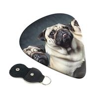 Guitar Picks 6 Pack Funny Pug Dog Print Personalized Guitar Picks with Organizer Storage Box Guitar Plectrum Guitar Accessories for Bass Electric Ukulele Guitar Players