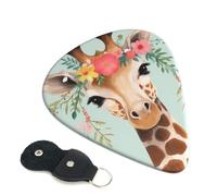 Guitar Picks 6 Pack Giraffe with Floral Print Personalized Guitar Picks with Organizer Storage Box Guitar Plectrum Guitar Accessories for Bass Electric Ukulele Guitar Players