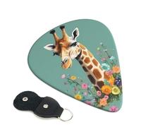Guitar Picks 6 Pack Giraffe with flowers Print Personalized Guitar Picks with Organizer Storage Box Guitar Plectrum Guitar Accessories for Bass Electric Ukulele Guitar Players
