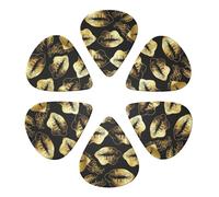 Guitar Picks 6 Pack Gold Lips Print Guitar Pick Holder Personalized Guitar Picks for Acoustic Guitars Violin Ukulele Bass