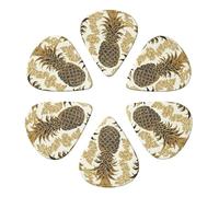 Guitar Picks 6 Pack Golden pineapple background Print Guitar Pick Holder Personalized Guitar Picks for Acoustic Guitars Violin Ukulele Bass
