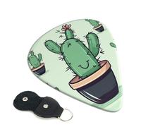 Guitar Picks 6 Pack Green cactus Print Personalized Guitar Picks with Organizer Storage Box Guitar Plectrum Guitar Accessories for Bass Electric Ukulele Guitar Players