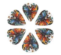 Guitar Picks 6 Pack Hand drawn color butterfly Print Guitar Pick Holder Personalized Guitar Picks for Acoustic Guitars Violin Ukulele Bass