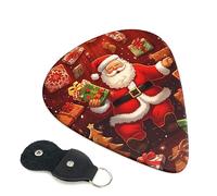 Guitar Picks 6 Pack Happy Christmas Print Guitar Pick Holder Personalized Guitar Picks for Acoustic Guitars Violin Ukulele Bass