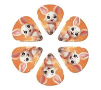 Guitar Picks 6 Pack Happy Easter Bunny Print Guitar Pick Holder Personalized Guitar Picks for Acoustic Guitars Violin Ukulele Bass