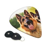 Guitar Picks 6 Pack Happy german shepherd Print Personalized Guitar Picks with Organizer Storage Box Guitar Plectrum Guitar Accessories for Bass Electric Ukulele Guitar Players