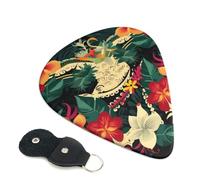 Guitar Picks 6 Pack Hawaiian Folklore Theme Print Personalized Guitar Picks with Organizer Storage Box Guitar Plectrum Guitar Accessories for Bass Electric Ukulele Guitar Players