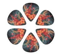 Guitar Picks 6 Pack Hawaiian Traditional Design Print Guitar Pick Holder Personalized Guitar Picks for Acoustic Guitars Violin Ukulele Bass