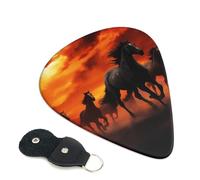 Guitar Picks 6 Pack Horses Red Glowing Clouds Print Personalized Guitar Picks with Organizer Storage Box Guitar Plectrum Guitar Accessories for Bass Electric Ukulele Guitar Players