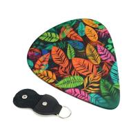 Guitar Picks 6 Pack Jungle colorful leaves Print Personalized Guitar Picks with Organizer Storage Box Guitar Plectrum Guitar Accessories for Bass Electric Ukulele Guitar Players