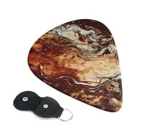 Guitar Picks 6 Pack Marble Mixed Brown Print Personalized Guitar Picks with Organizer Storage Box Guitar Plectrum Guitar Accessories for Bass Electric Ukulele Guitar Players
