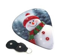 Guitar Picks 6 Pack Merry Christmas With Happy Snowman Print Personalized Guitar Picks with Organizer Storage Box Guitar Plectrum Guitar Accessories for Bass Electric Ukulele Guitar Players