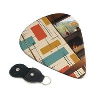 Guitar Picks 6 Pack Mid Century Modern Print Guitar Pick Holder Personalized Guitar Picks for Acoustic Guitars Violin Ukulele Bass