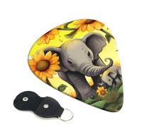Guitar Picks 6 Pack Mother elephant sunflowers Print Personalized Guitar Picks with Organizer Storage Box Guitar Plectrum Guitar Accessories for Bass Electric Ukulele Guitar Players