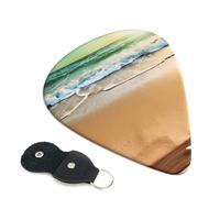 Guitar Picks 6 Pack Ocean Beach Theme Print Personalized Guitar Picks with Organizer Storage Box Guitar Plectrum Guitar Accessories for Bass Electric Ukulele Guitar Players