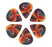 Guitar Picks 6 Pack Orange Red Phoenix Print Guitar Pick Holder Personalized Guitar Picks for Acoustic Guitars Violin Ukulele Bass