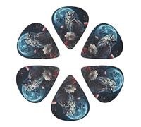 Guitar Picks 6 Pack Owl Among Flowers at Night Print Guitar Pick Holder Personalized Guitar Picks for Acoustic Guitars Violin Ukulele Bass