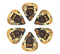 Guitar Picks 6 Pack Owl Pumpkin Head Print Guitar Pick Holder Personalized Guitar Picks for Acoustic Guitars Violin Ukulele Bass