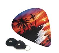 Guitar Picks 6 Pack Palm trees at dusk Print Personalized Guitar Picks with Organizer Storage Box Guitar Plectrum Guitar Accessories for Bass Electric Ukulele Guitar Players