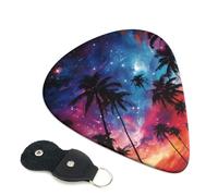 Guitar Picks 6 Pack Palm trees under starlight Print Personalized Guitar Picks with Organizer Storage Box Guitar Plectrum Guitar Accessories for Bass Electric Ukulele Guitar Players