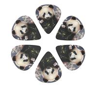 Guitar Picks 6 Pack Panda with Flower Print Guitar Pick Holder Personalized Guitar Picks for Acoustic Guitars Violin Ukulele Bass