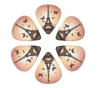 Guitar Picks 6 Pack Paris Eiffel Tower Butterfly Print Guitar Pick Holder Personalized Guitar Picks for Acoustic Guitars Violin Ukulele Bass