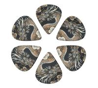 Guitar Picks 6 Pack Personalized Guitar Picks Black Oriental Dragon Guitar Pick Holder for Acoustic Guitars Violin Ukulele Bass