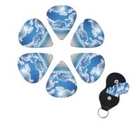Guitar Picks 6 Pack Personalized Guitar Picks Blue and White Cloud Print Guitar Pick Holder for Acoustic Guitars Violin Ukulele Bass