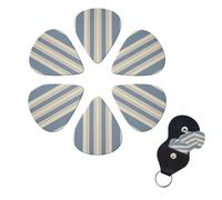 Guitar Picks 6 Pack Personalized Guitar Picks Blue Beige Stripe Print Guitar Pick Holder for Acoustic Guitars Violin Ukulele Bass