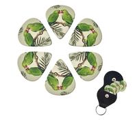 Guitar Picks 6 Pack Personalized Guitar Picks Couple Parrots Olive Print Guitar Pick Holder for Acoustic Guitars Violin Ukulele Bass