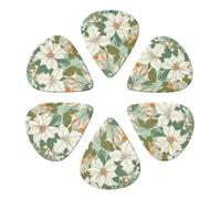 Guitar Picks 6 Pack Personalized Guitar Picks Flower Green Leaf Pattern Guitar Pick Holder for Acoustic Guitars Violin Ukulele Bass